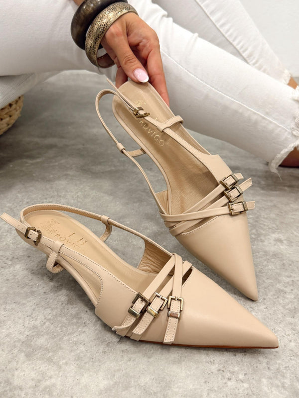 Leather sandals G382 - BEIGE