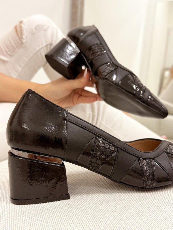Leather heels G150 - BLACK