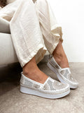 Flache Lederschuhe G166 - WEISS