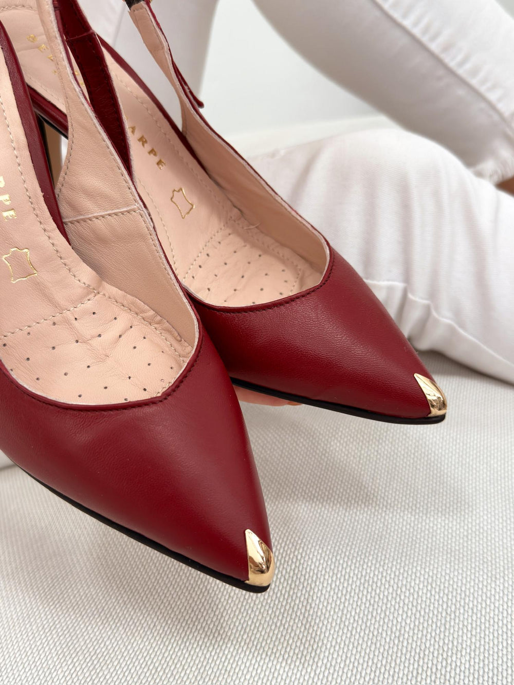 Leather sandals G115 - WINE RED