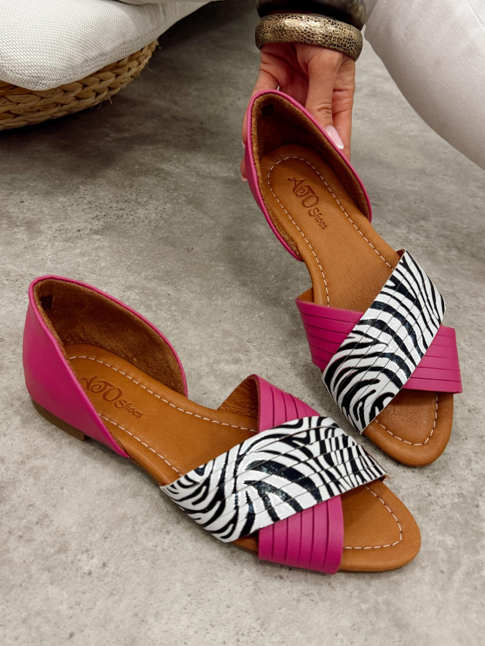 Leather sandals G473 - PINK