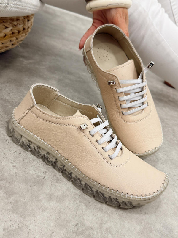 Leather sneakers G451 - BEIGE