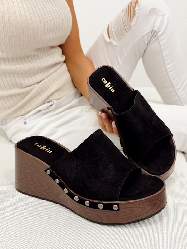 Leather slippers G317 - BLACK