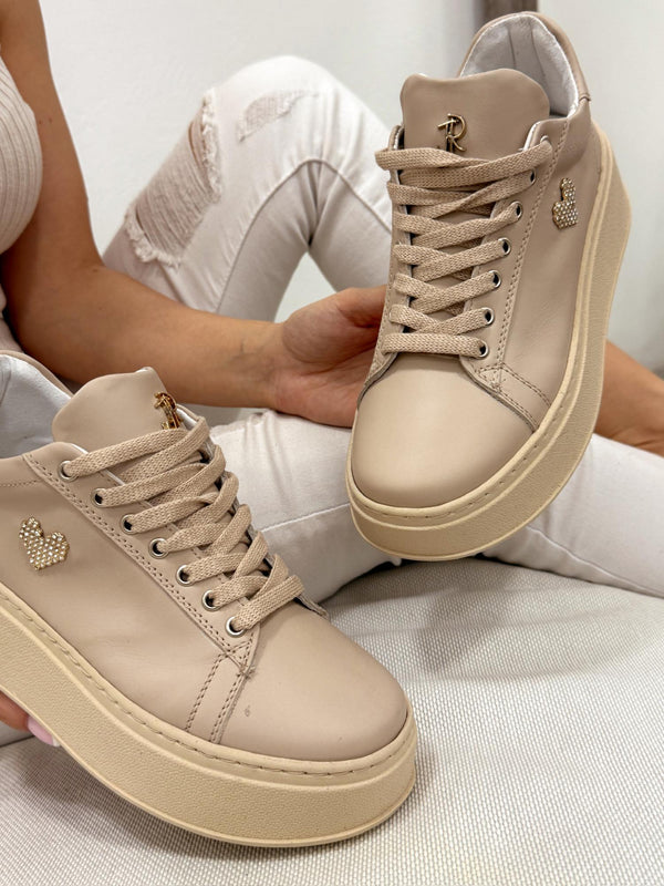 Leather sneakers G164 - BEIGE