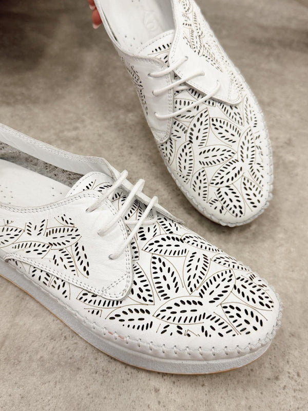 Leather sneakers G449 - WHITE