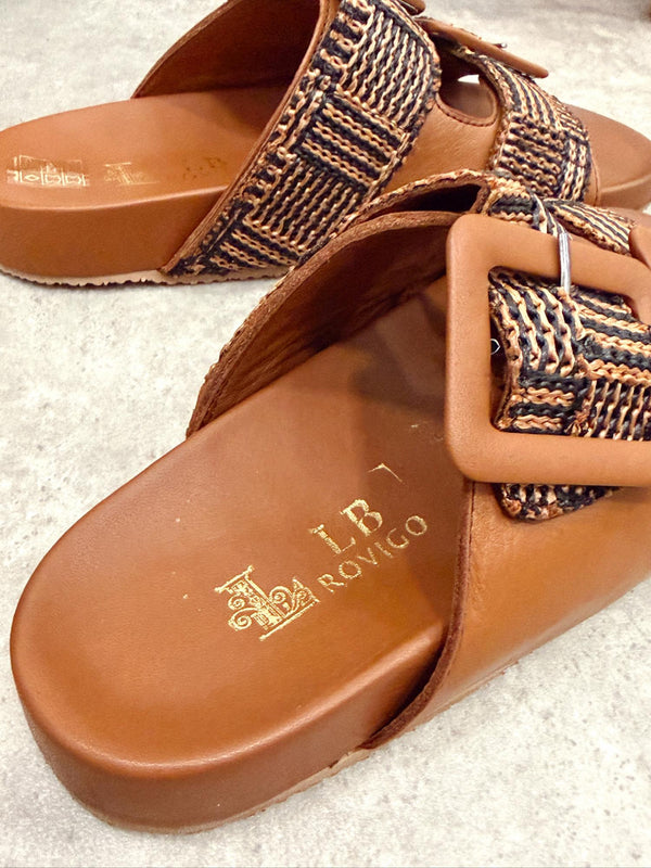 Leather slippers G406 - CAMEL