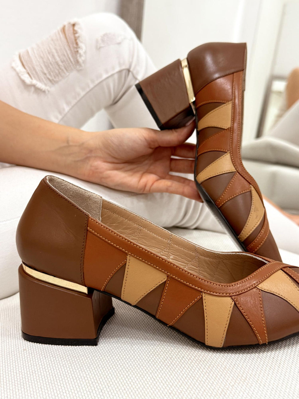 Leather heels G150 - CAMEL
