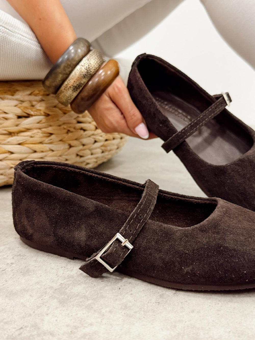 Leather ballet flats G375 - BROWN