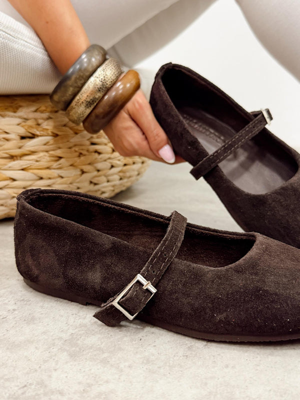 Leather ballet flats G375 - BROWN