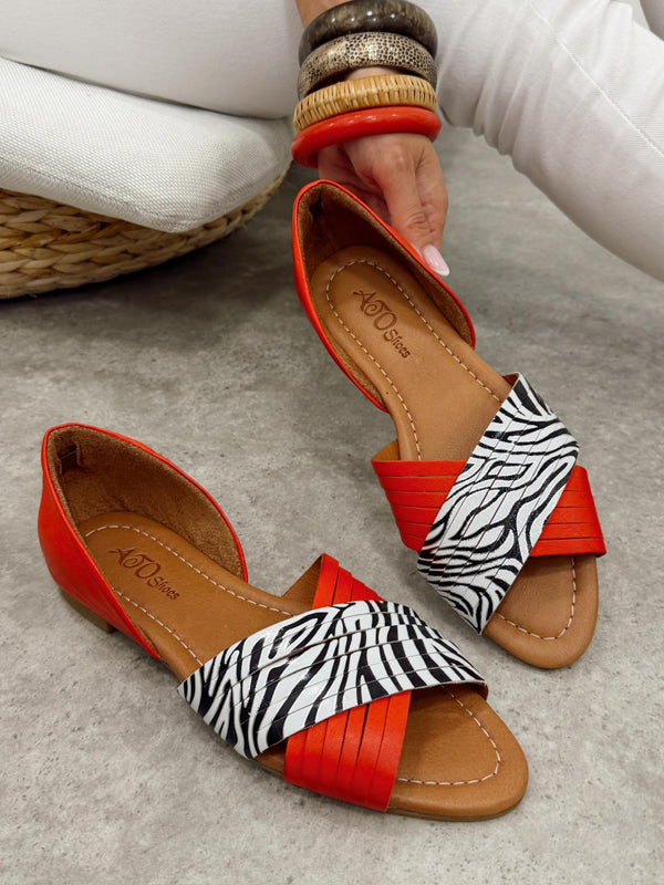 Leather sandals G473 - RED