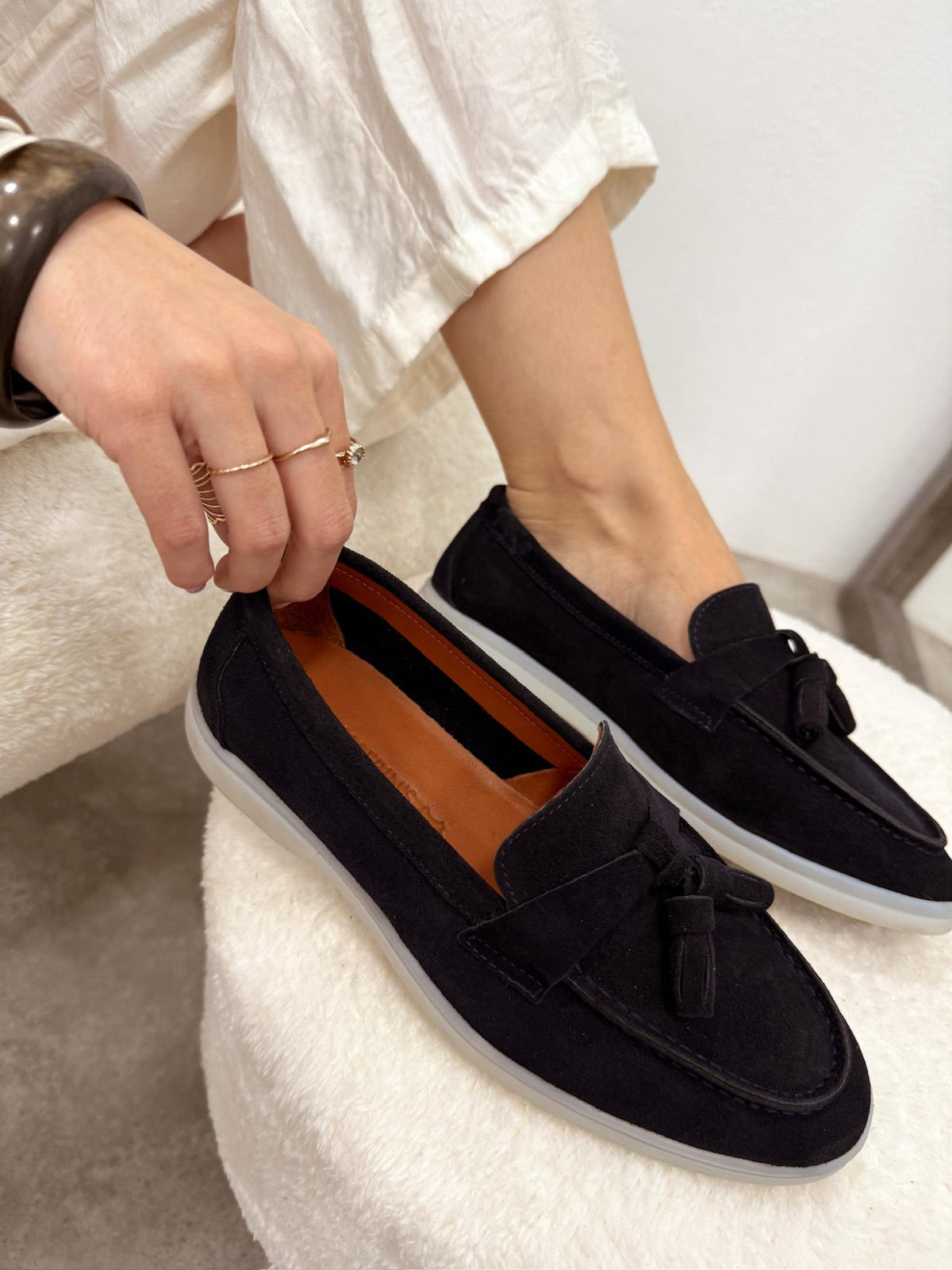 Flat leather shoes G210 - NAVY