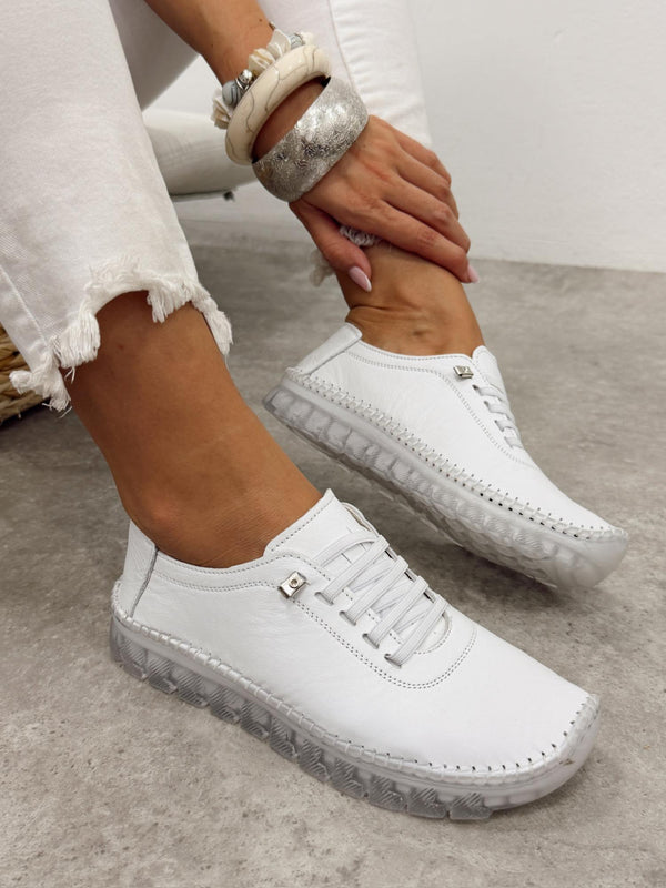 Leather sneakers G451 - WHITE