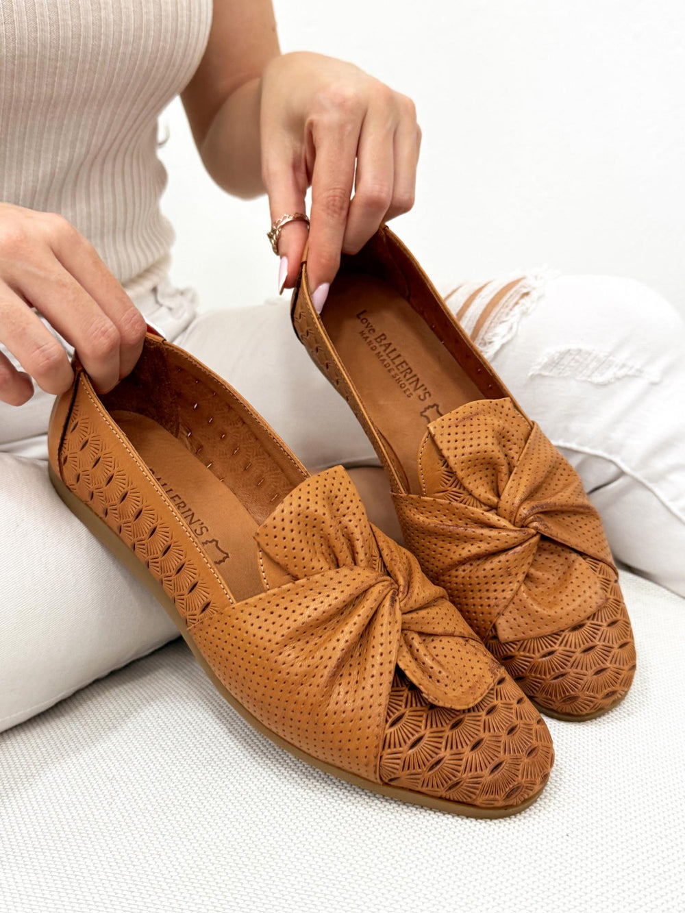 Leather ballet flats G190 - CAMEL
