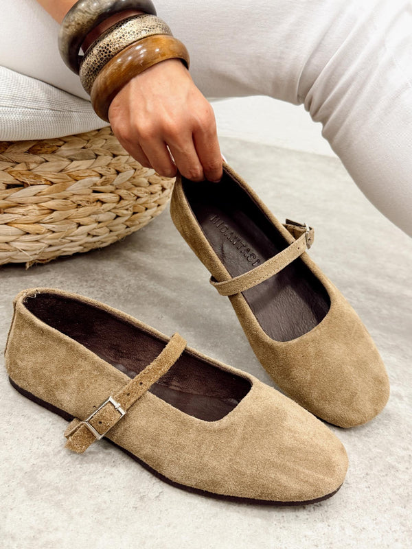 Leather ballet flats G375 - BEIGE