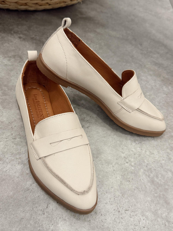 Flat leather shoes G420 - BEIGE