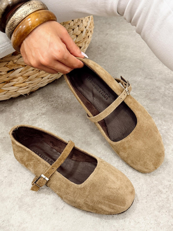 Leather ballet flats G375 - BEIGE