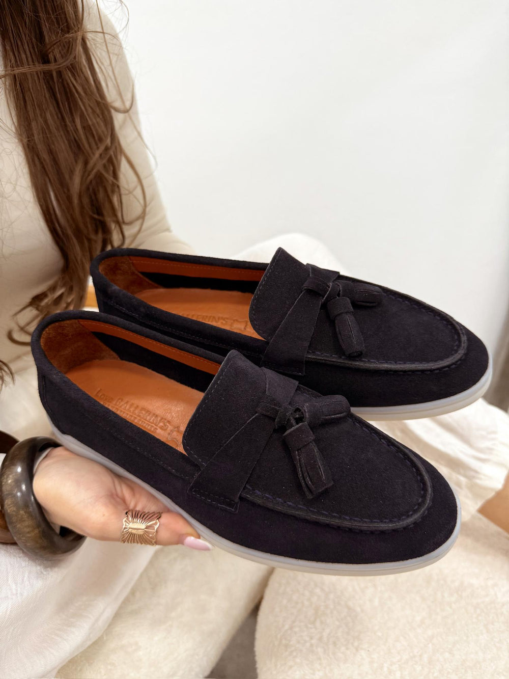 Flat leather shoes G210 - NAVY
