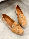 Flat leather shoes G418 - BEIGE
