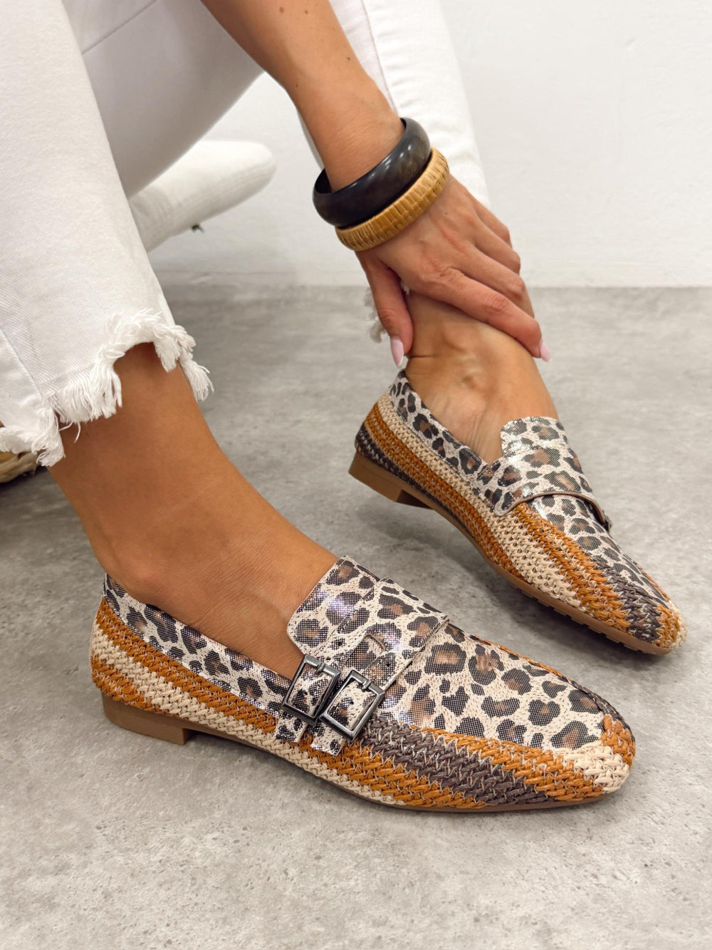Pantofi plați din piele  G417 - LEOPARD