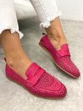 Flat leather shoes G421 - PINK