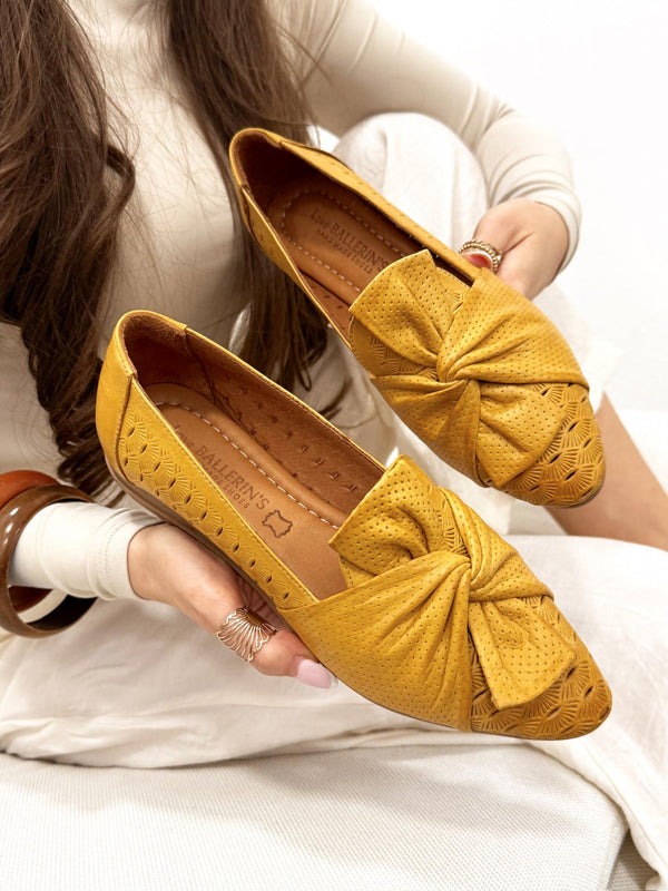Leather ballet flats G188 - OCHRE
