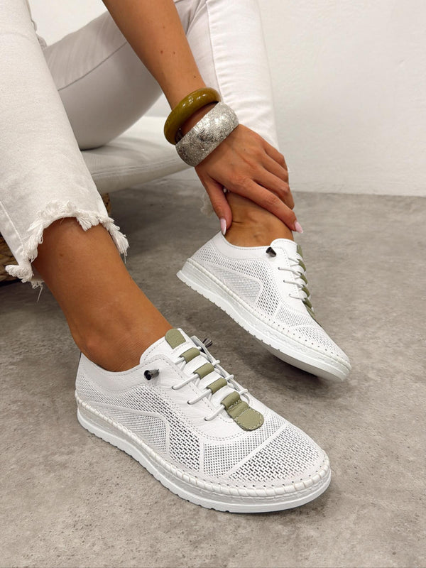 Leather sneakers G399 - WHITE