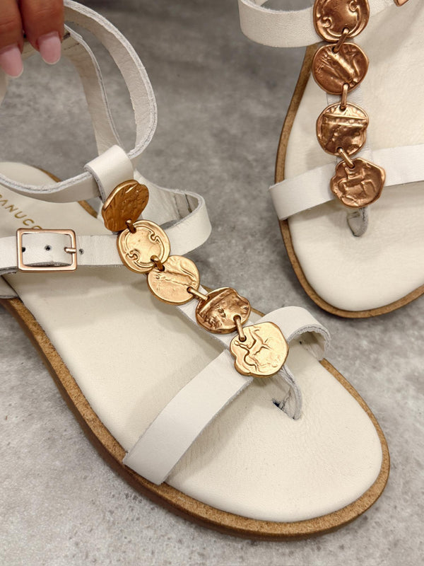 Leather sandals G408 - BEIGE