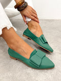 Flat leather shoes G395 - GREEN