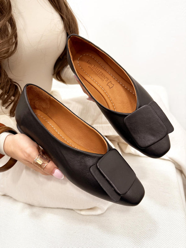 Leather ballet flats G183 - BLACK