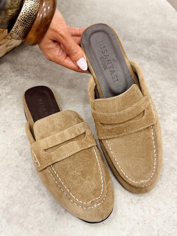Leather slippers G365 - BEIGE