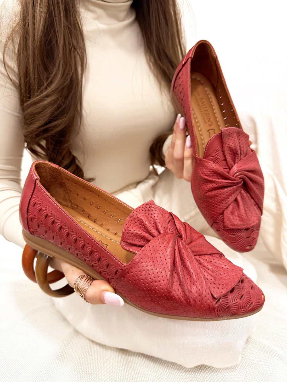 Leder Ballerinas G188 - WEINROT