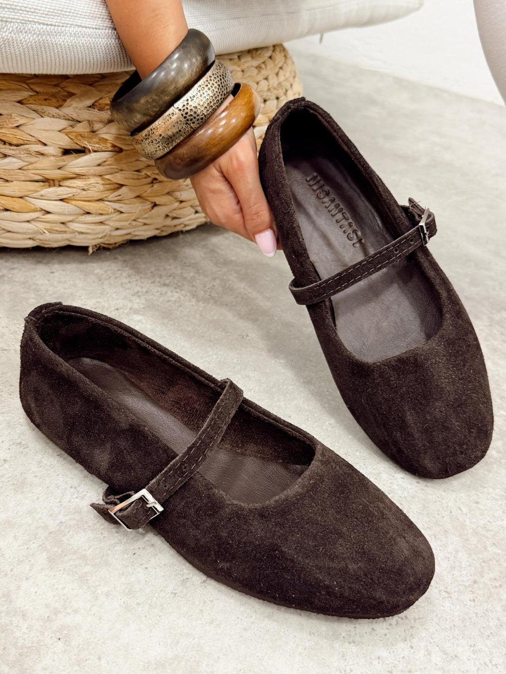 Leather ballet flats G375 - BROWN