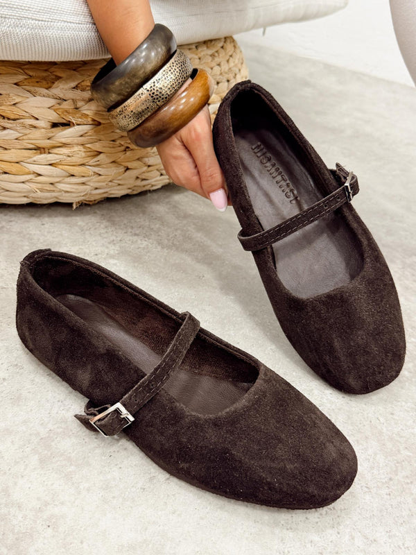 Leather ballet flats G375 - BROWN