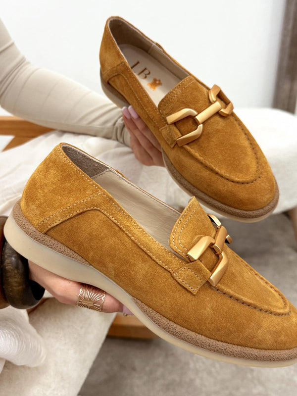 Flat leather shoes G132 - CAMEL