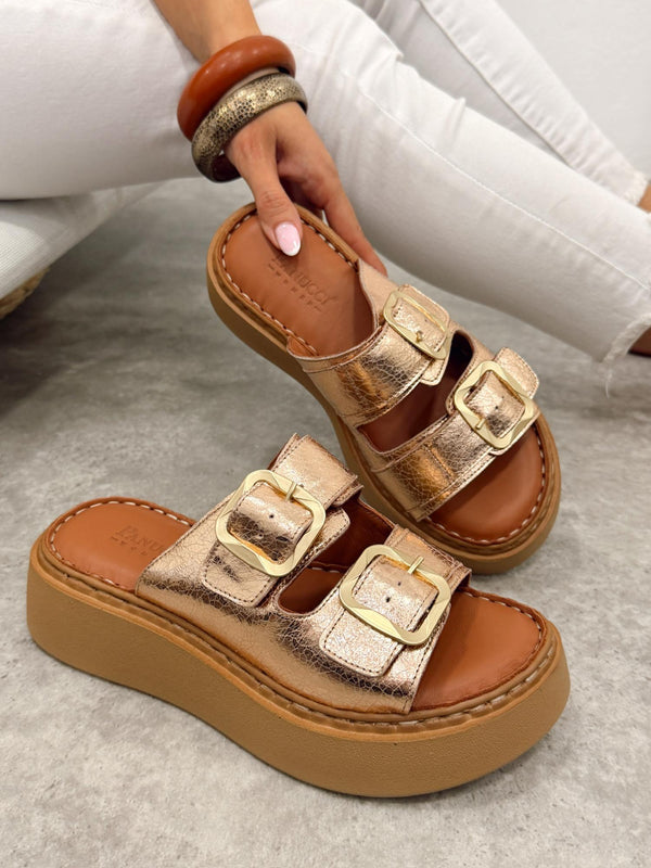 Leather slippers G402 - GOLD