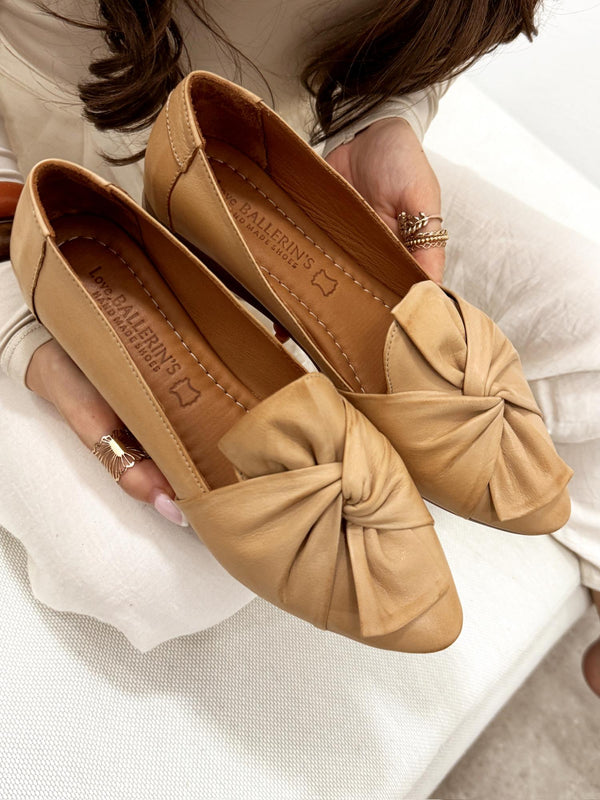 Leather ballet flats G191 - BEIGE
