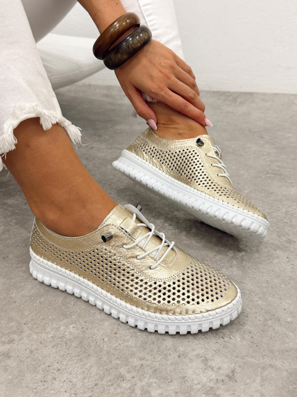Leather sneakers G398 - GOLD