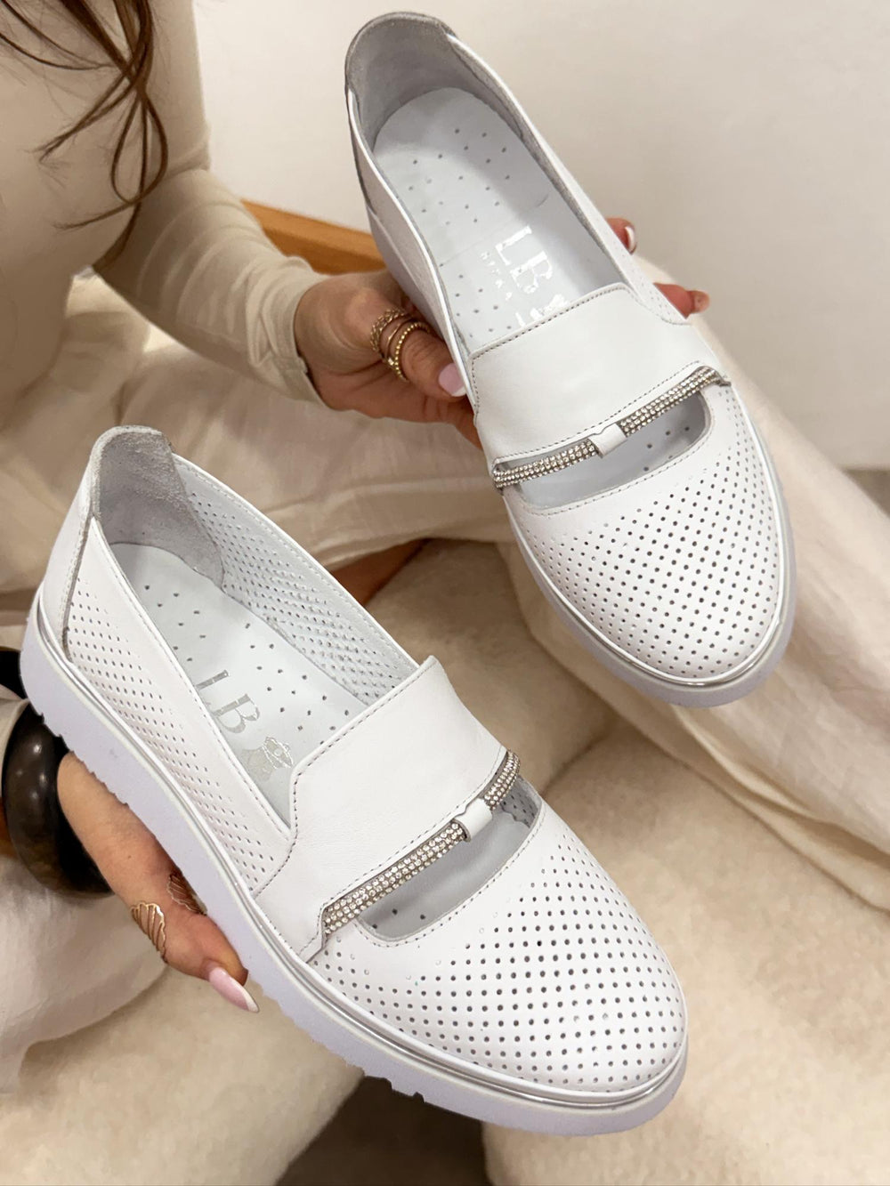 Flache Lederschuhe G130 - WEISS