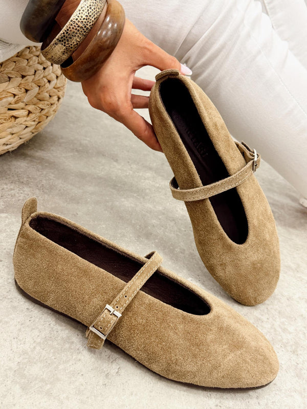 Leather ballet flats G376 - BEIGE