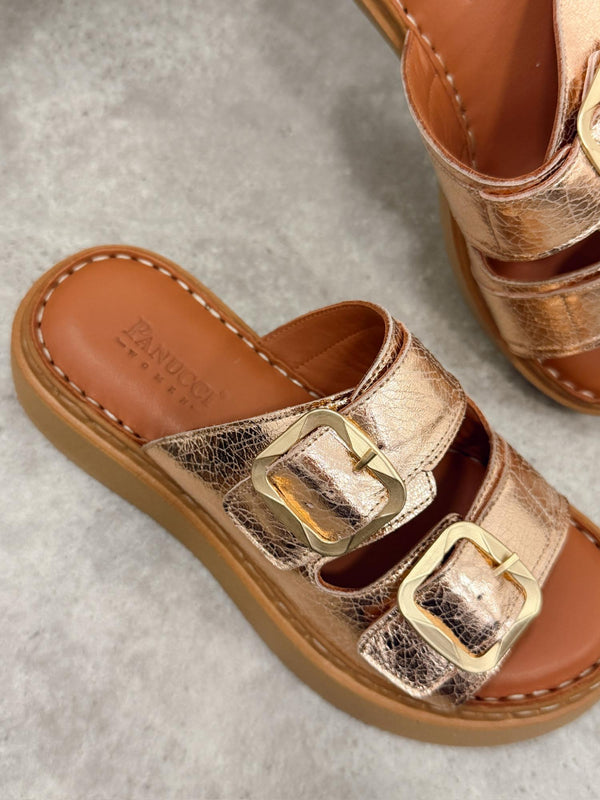 Leather slippers G402 - GOLD