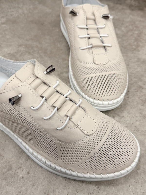 Leather sneakers G399 - LIGHT BEIGE