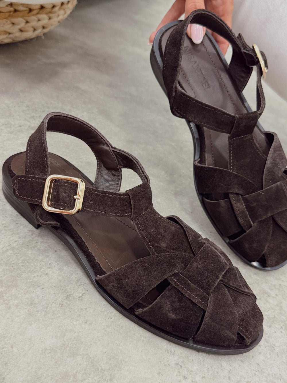Leather sandals G431 - BROWN