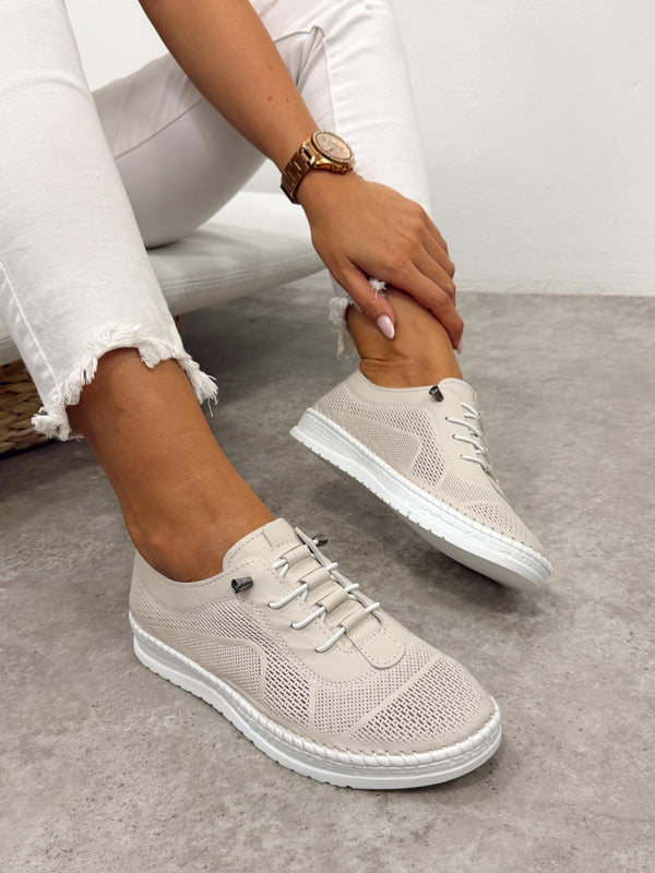 Leather sneakers G399 - LIGHT BEIGE