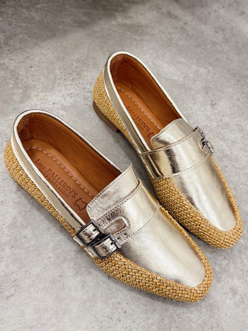Flache Lederschuhe G417 - GOLD