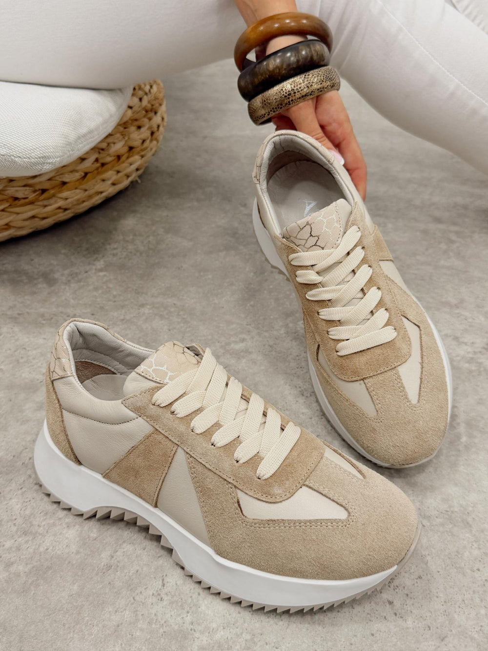 Ledersneaker G454 - BEIGE