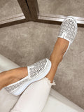 Flat leather shoes G167 - WHITE