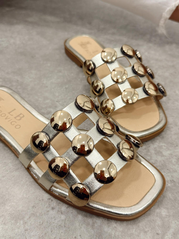Leather slippers G401 - GOLD