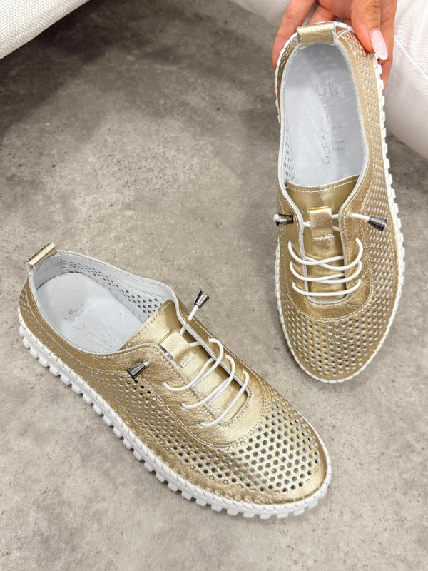 Leather sneakers G398 - GOLD
