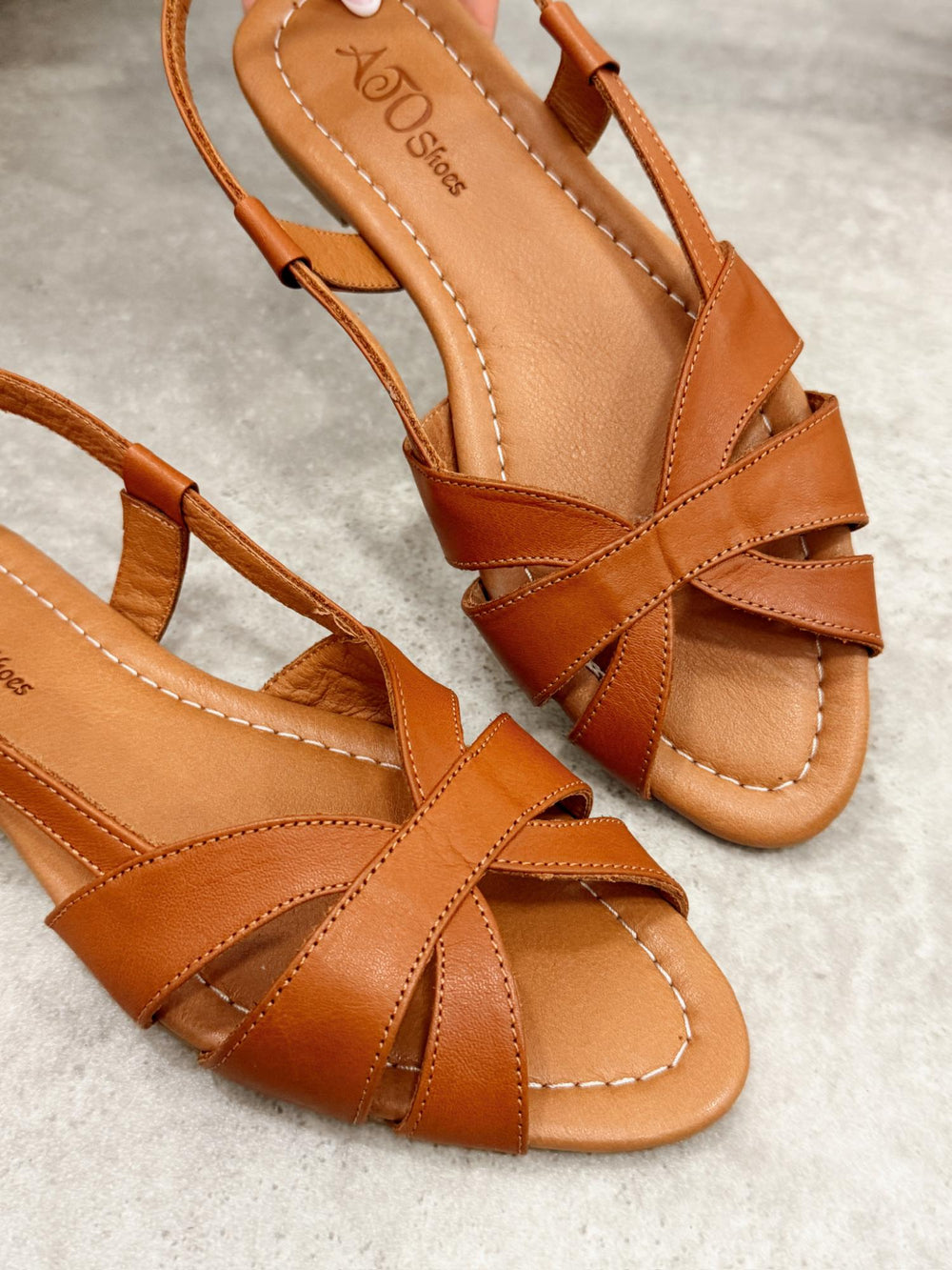 Sandale din piele G471 - CAMEL