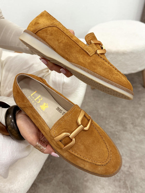 Flat leather shoes G132 - CAMEL